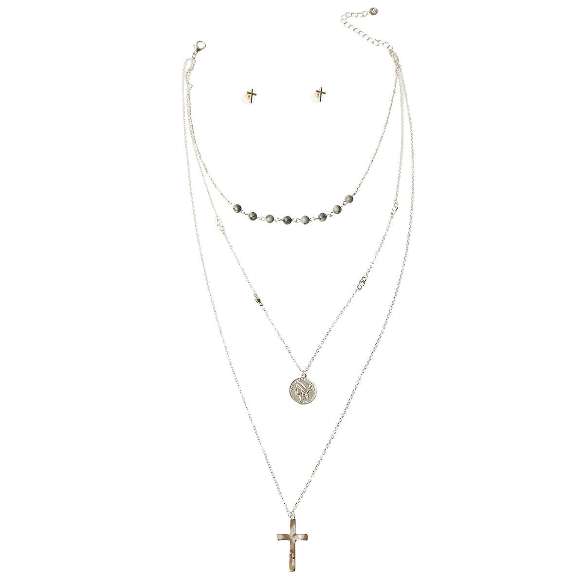Cross and Coin Necklace Set|17 inches - Premium Wholesale Jewelry from Pinktown - Just $13! Shop now at chiquestyles