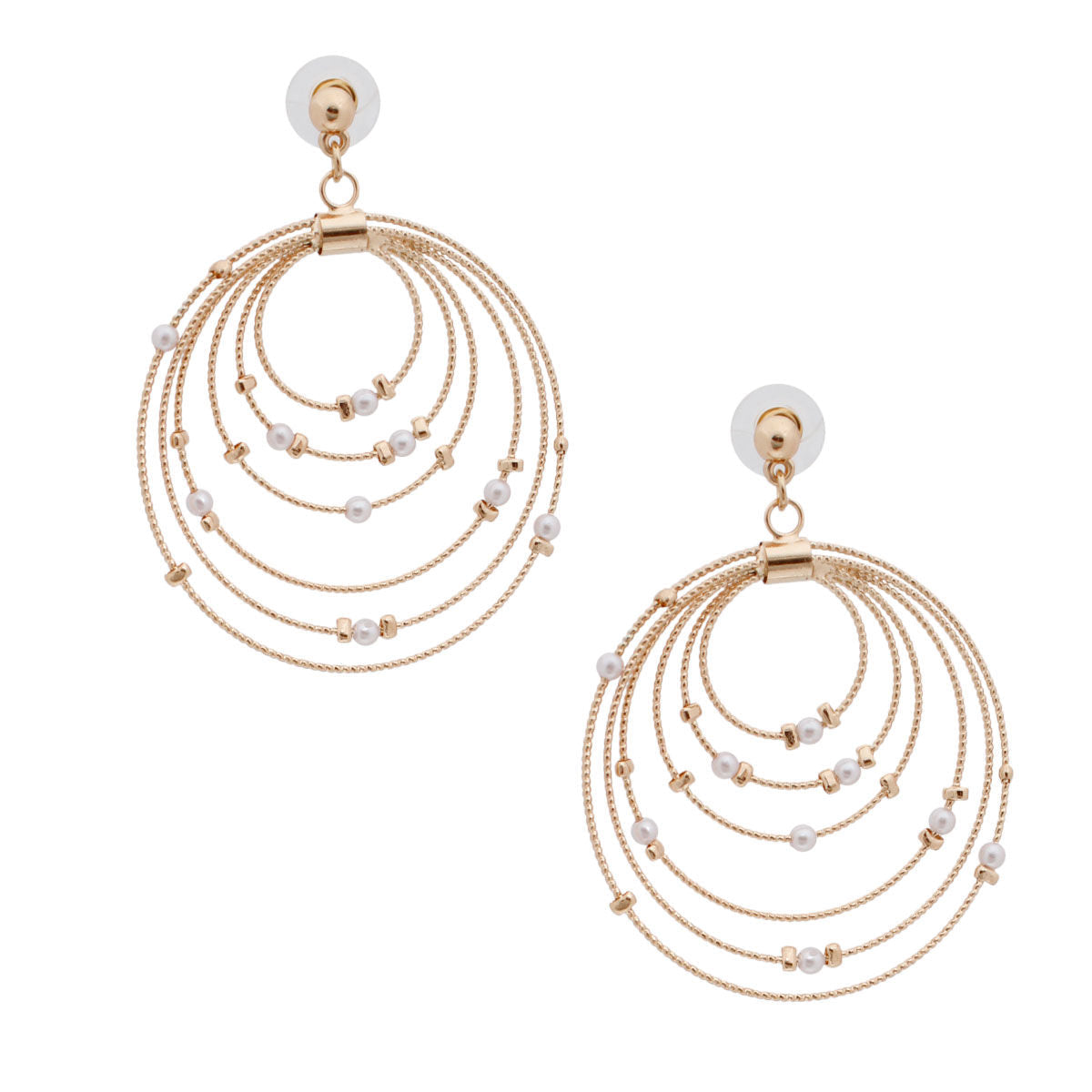 Gold Cream Pearl Ring Earrings|2.5 inches - Premium Wholesale Jewelry from Pinktown - Just $12! Shop now at chiquestyles