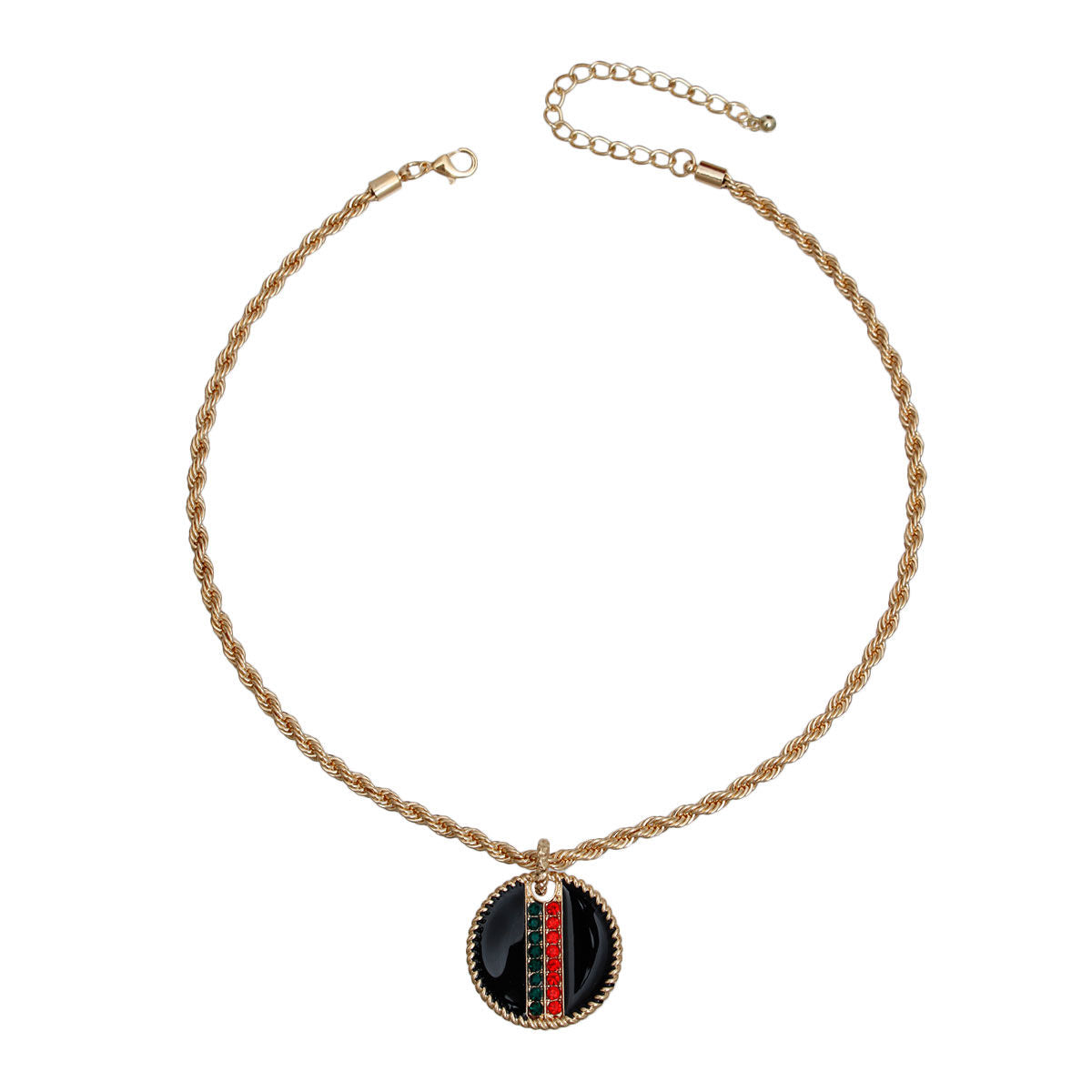 Black Stripe Pendant Gold Twisted Chain|18 inches - Premium Wholesale Jewelry from Pinktown - Just $12! Shop now at chiquestyles