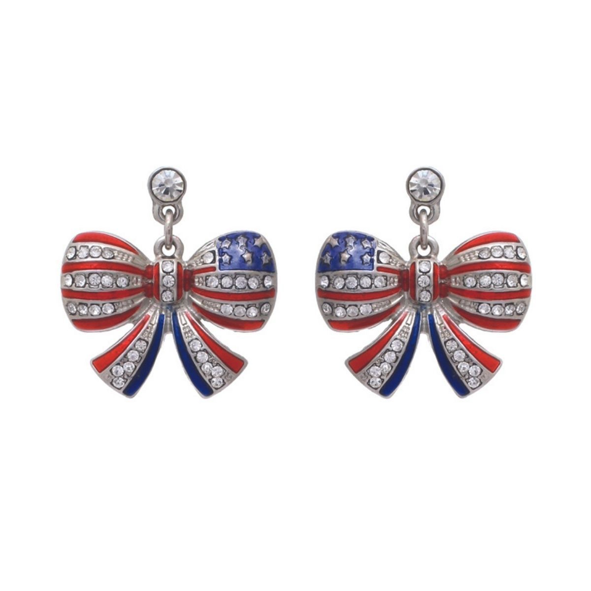 American Flag Ribbon Metal Earrings|1.05 inches - Premium Wholesale Jewelry from Pinktown - Just $8! Shop now at chiquestyles