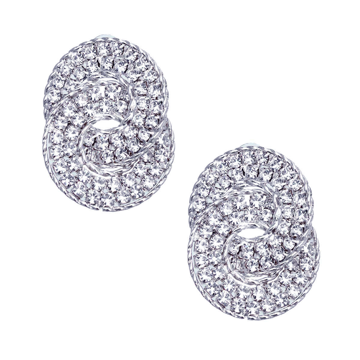 Silver Crystal Hooked Ring Studs|1.75 inches - Premium Wholesale Jewelry from Pinktown - Just $14! Shop now at chiquestyles