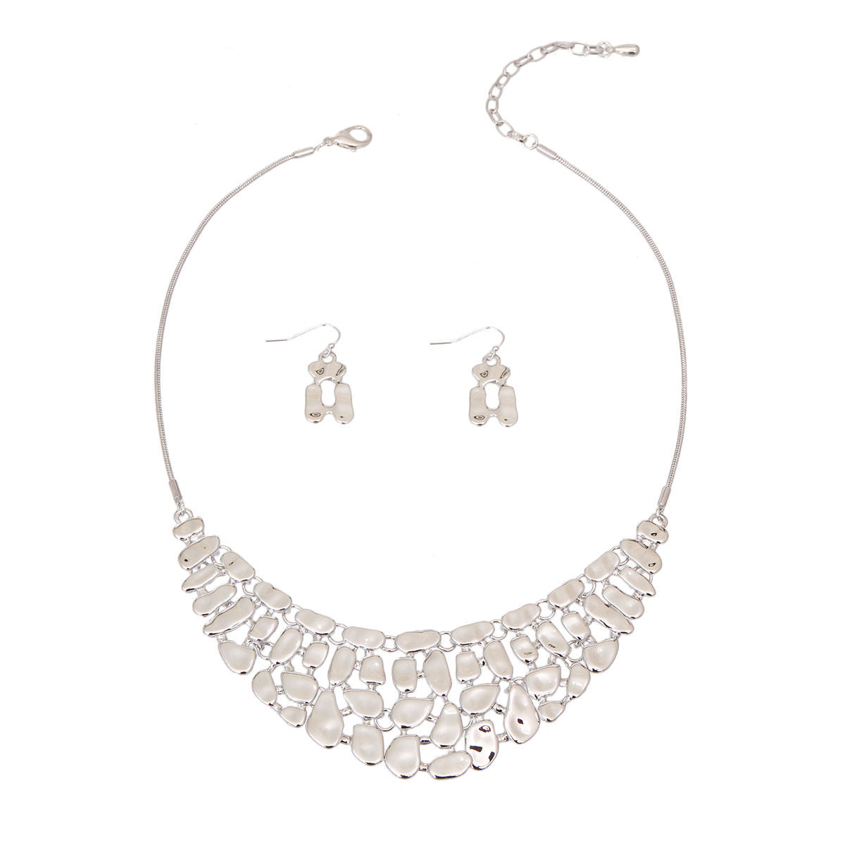 Silver Metal Link Collar Set|18 inches - Premium Wholesale Jewelry from Pinktown - Just $16! Shop now at chiquestyles