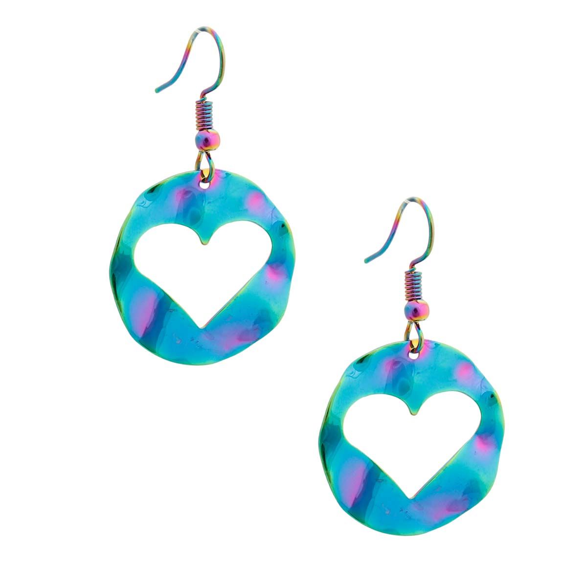 Rainbow Metal Cutout Heart Earrings|1.25 inches - Premium Wholesale Jewelry from Pinktown - Just $8! Shop now at chiquestyles