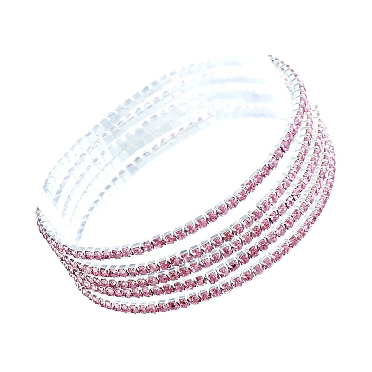 5 Strand Pink and Silver Bracelets|Stretch to Fit - Premium Wholesale Jewelry from Pinktown - Just $6! Shop now at chiquestyles