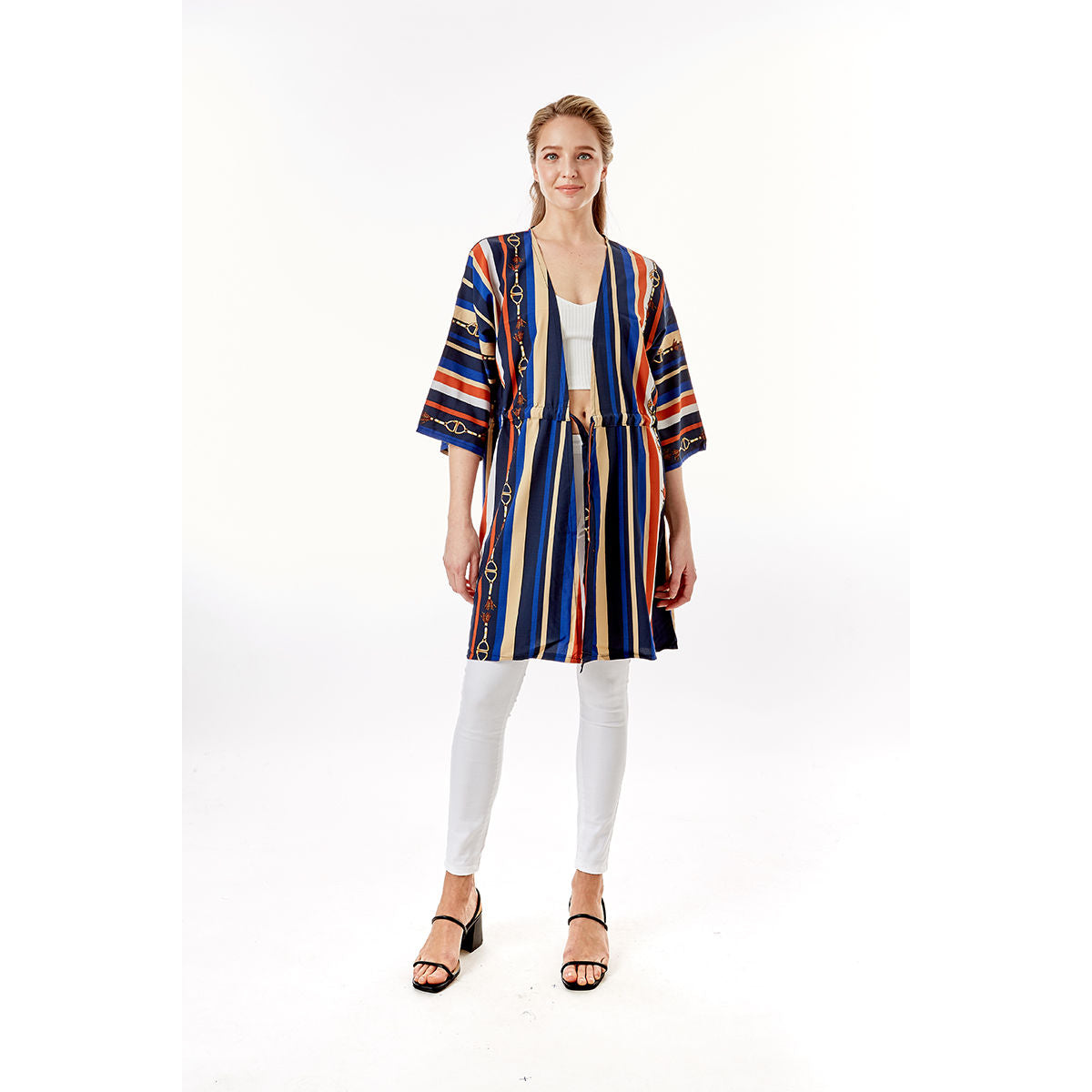 Navy Stripe Designer Horsebit Cover Up|37 x 24.5 inches - Premium Wholesale Boutique Clothing from Pinktown - Just $27! Shop now at chiquestyles