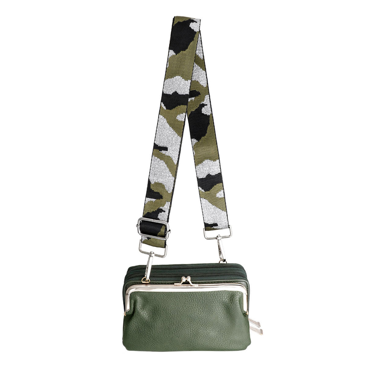 Green Camo Silver Bag Strap|51 x 1.5 inches - Premium Wholesale Fashion Accessories from Pinktown - Just $16! Shop now at chiquestyles