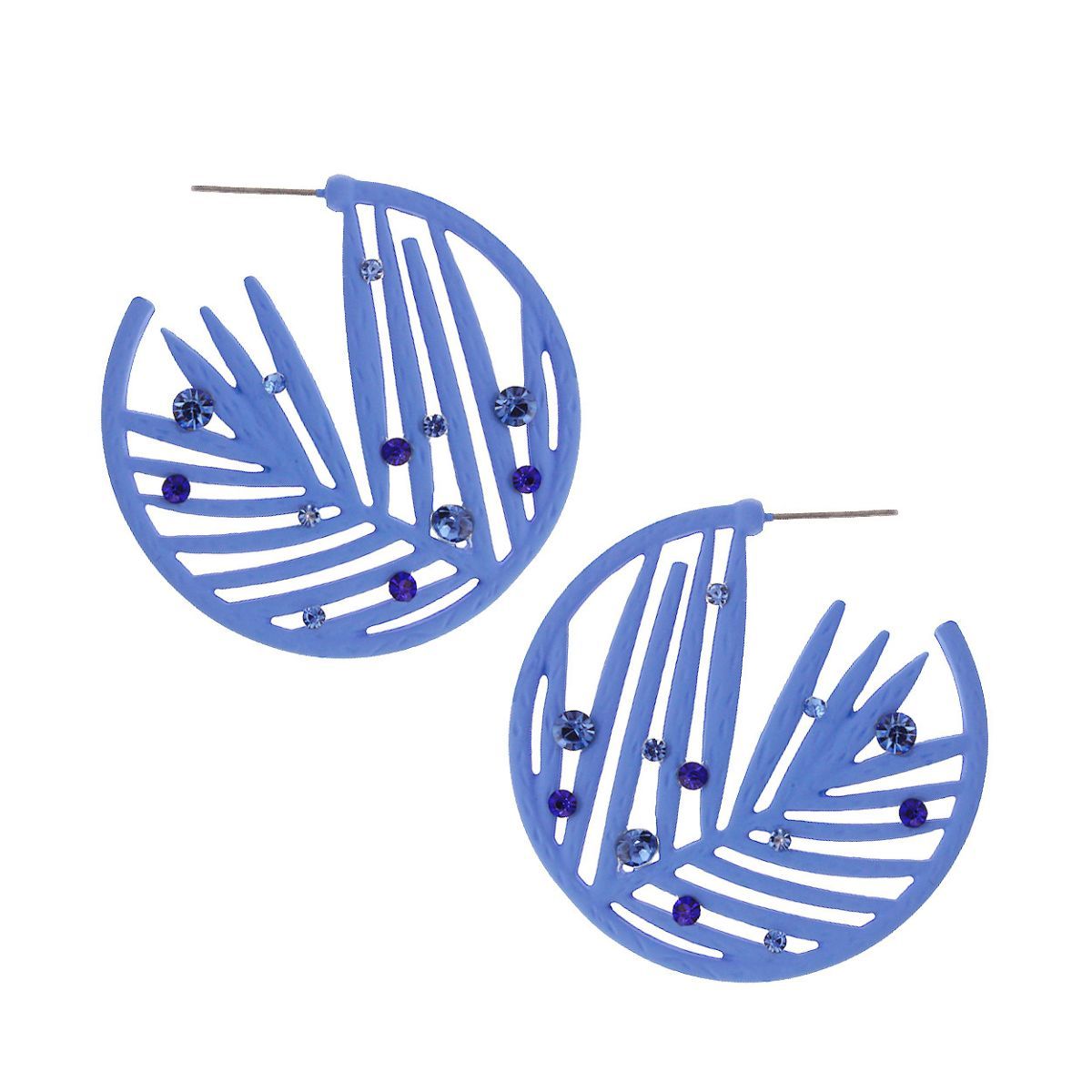 Blue Rubber Coated Leaf Hoops|1.54 inches - Premium Wholesale Jewelry from Pinktown - Just $6! Shop now at chiquestyles