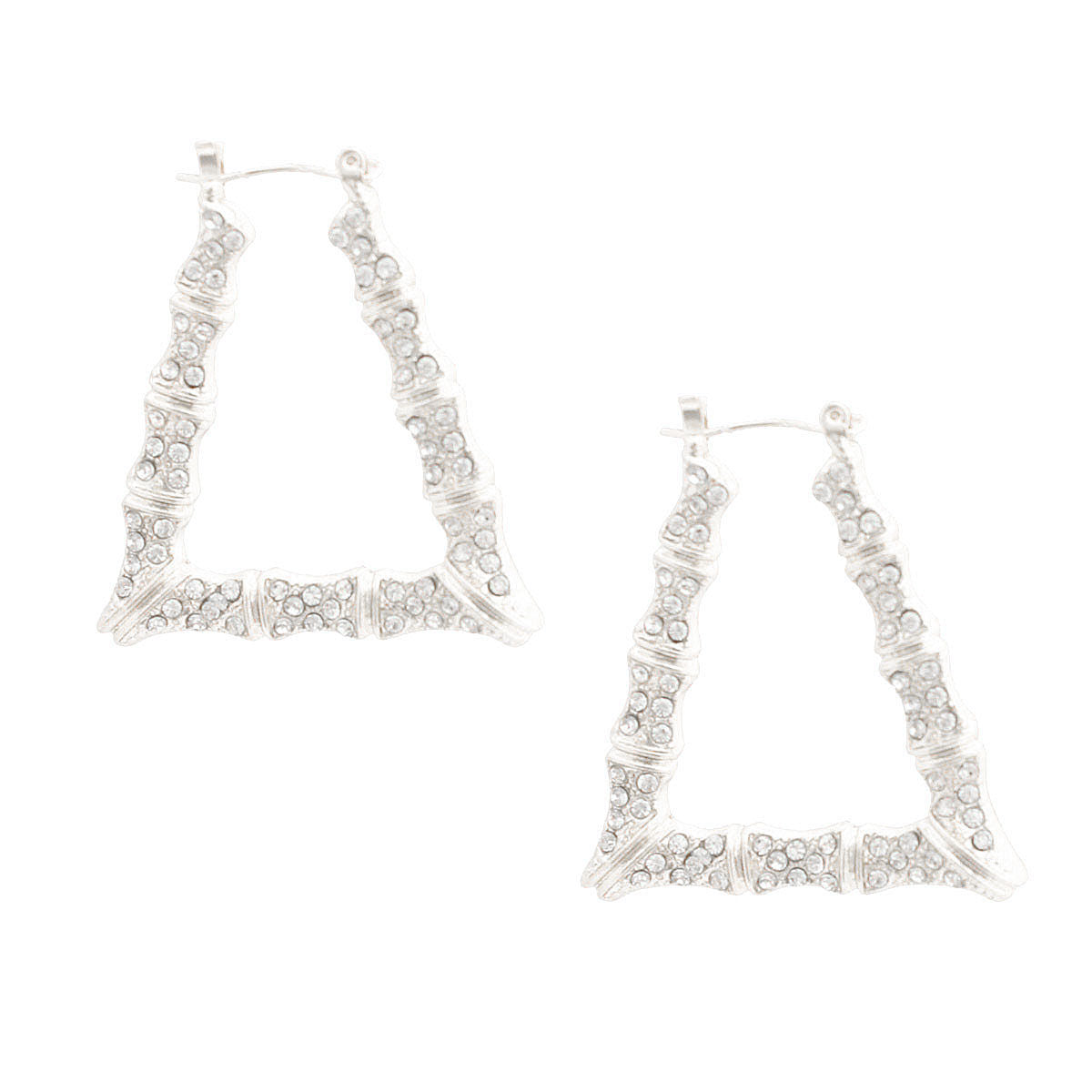 Silver Bling Trapezoid Bamboo Hoops|1.5 inches - Premium Wholesale Jewelry from Pinktown - Just $12! Shop now at chiquestyles