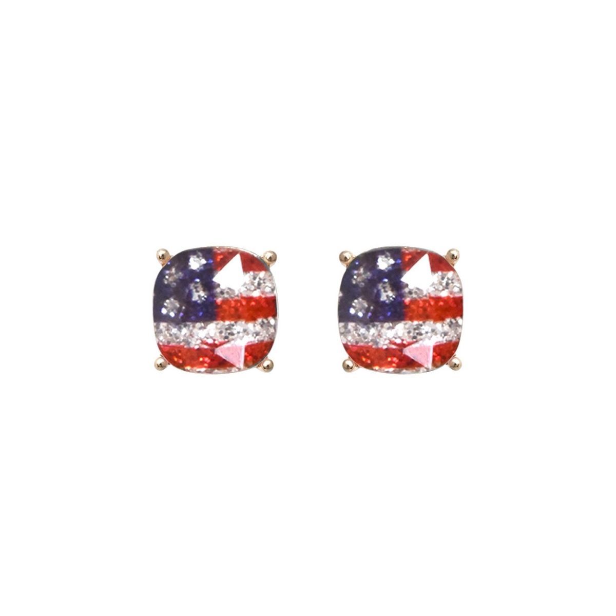 Gold Glitter American Flag Studs|.47 inches - Premium Wholesale Jewelry from Pinktown - Just $6! Shop now at chiquestyles