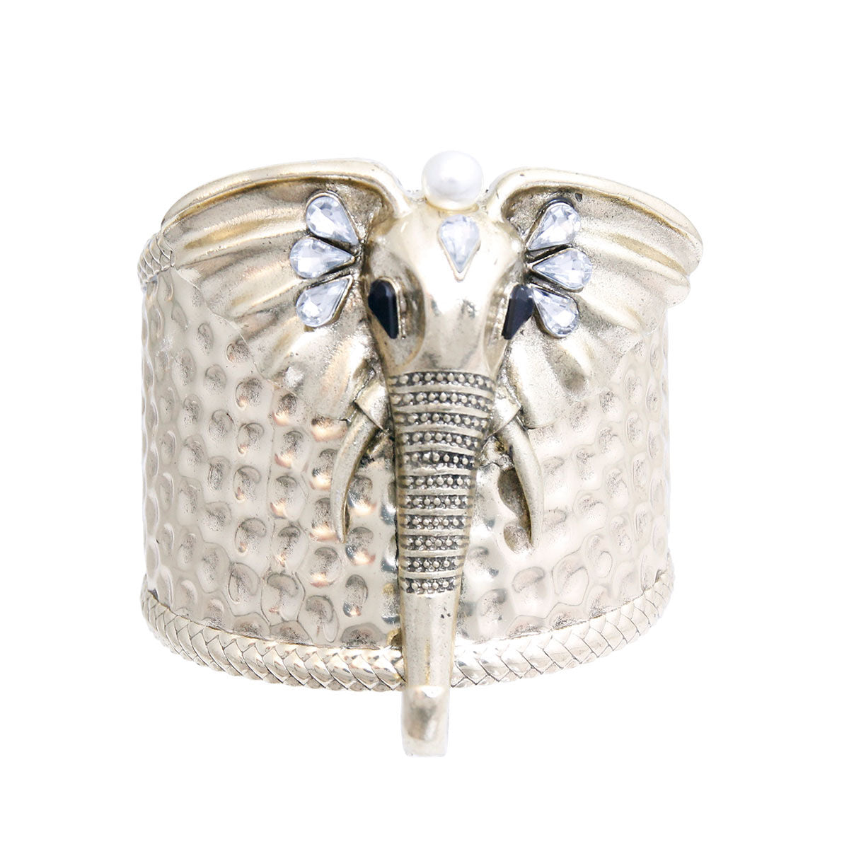 Burnished Gold Pearl Elephant Cuff|Adjustable - Premium Wholesale Jewelry from Pinktown - Just $13! Shop now at chiquestyles