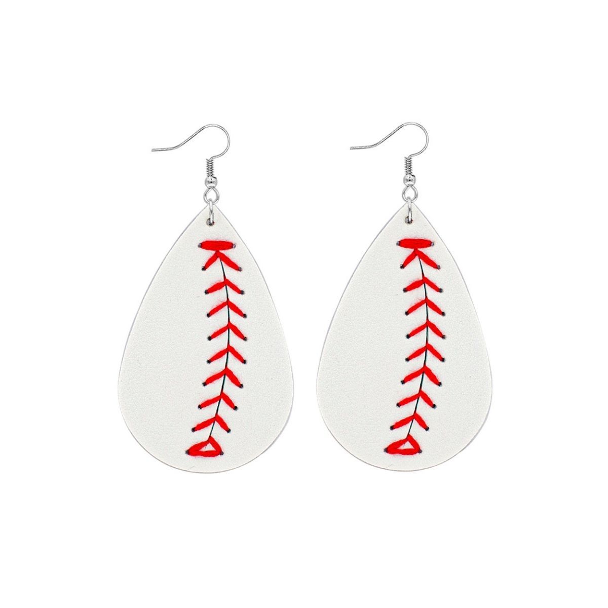 White Baseball Teardrop Earrings|3.5 inches - Premium Wholesale Jewelry from Pinktown - Just $5! Shop now at chiquestyles