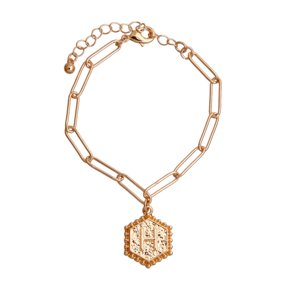 H Hexagon Initial Charm Bracelet|8 inches - Premium Wholesale Jewelry from Pinktown - Just $8! Shop now at chiquestyles