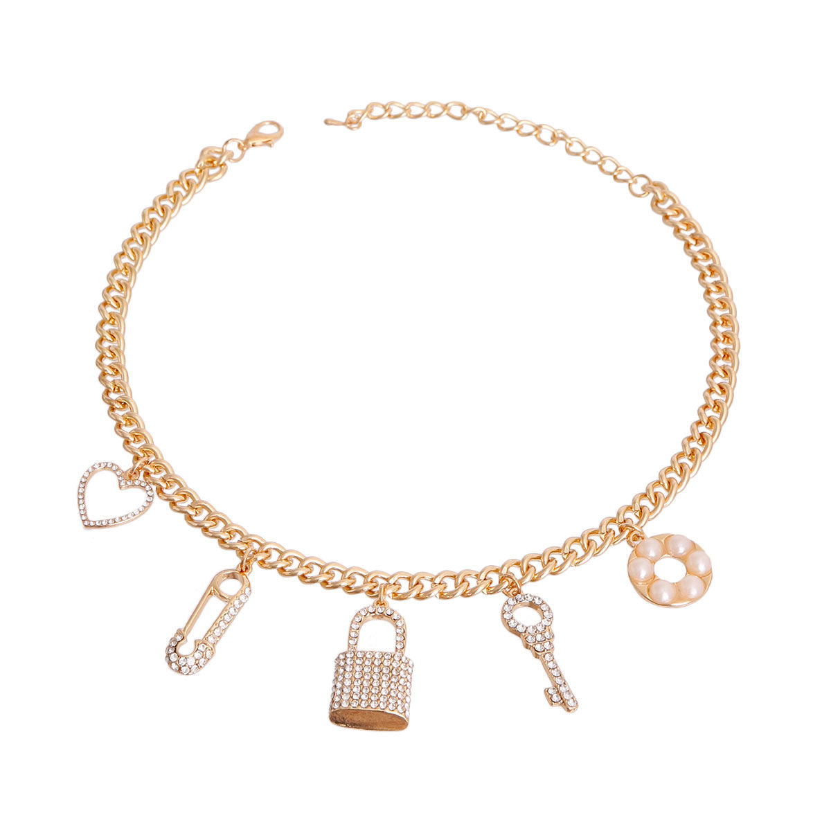 Gold Love Lock Charm Necklace|18 inches - Premium Wholesale Jewelry from Pinktown - Just $15! Shop now at chiquestyles