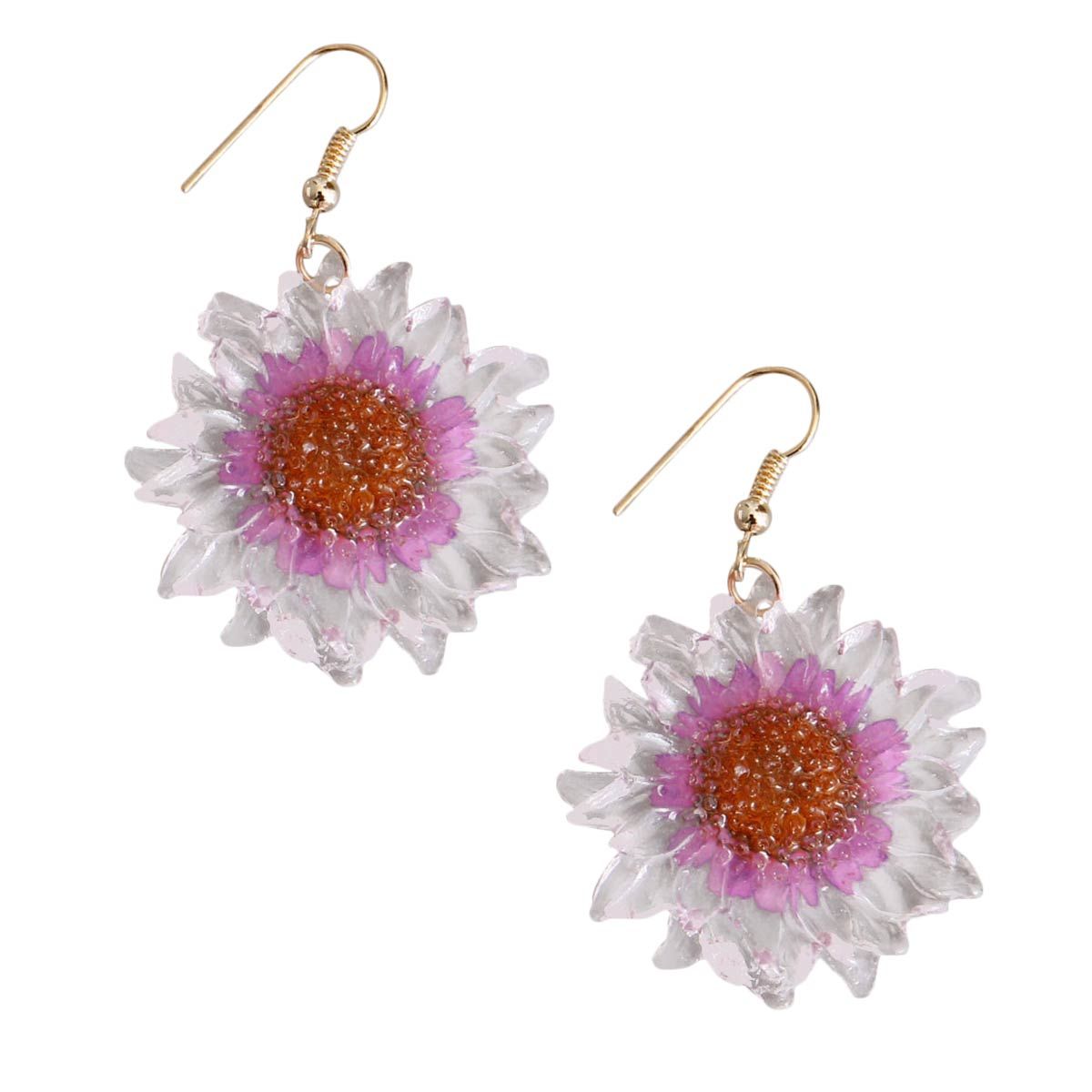 Purple Dried Sunflower Earrings|1.5 inches - Premium Wholesale Jewelry from Pinktown - Just $8! Shop now at chiquestyles