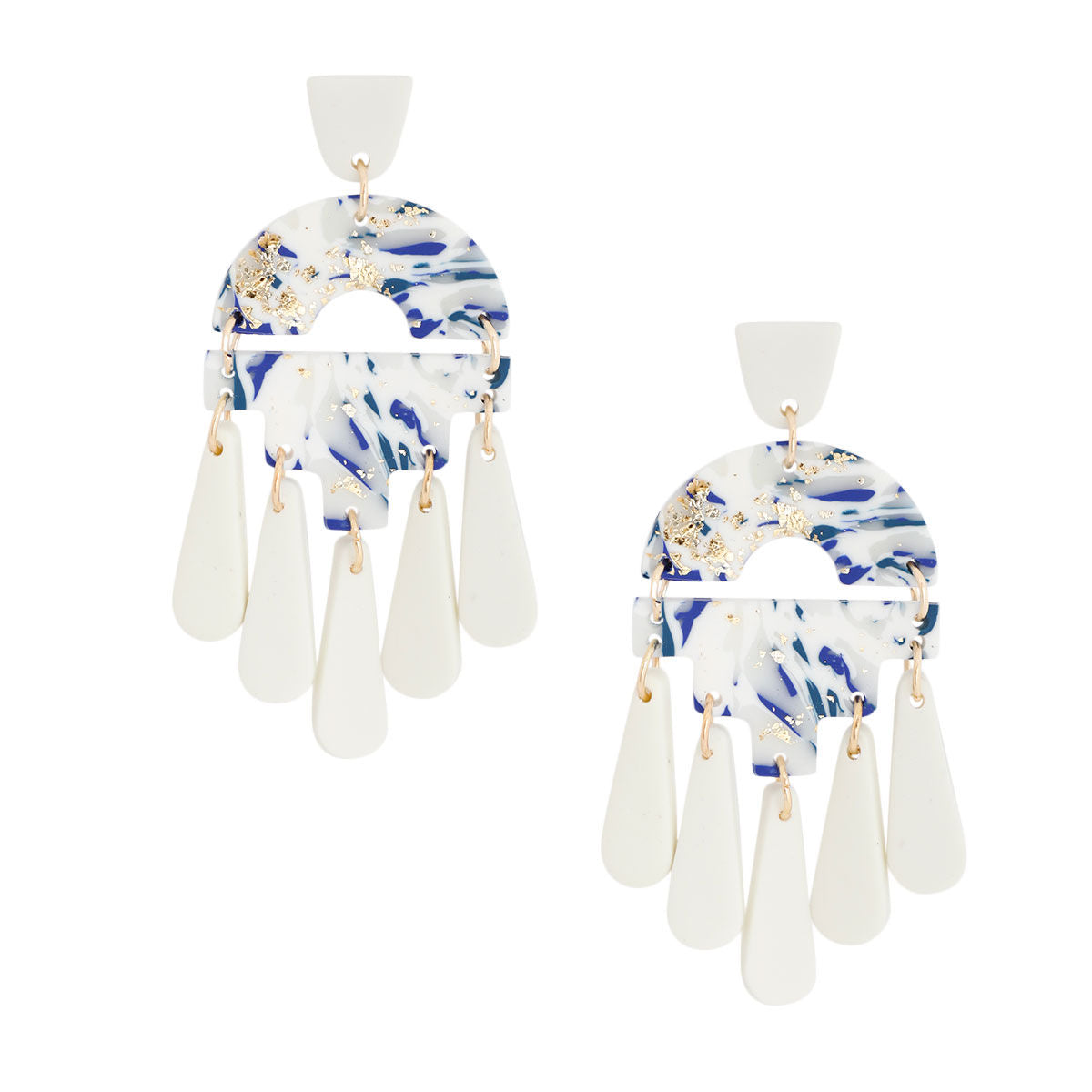 Blue Marbled Clay Teardrop Earrings|3 inches - Premium Wholesale Jewelry from Pinktown - Just $13! Shop now at chiquestyles