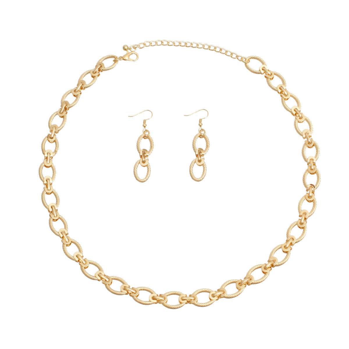 Twisted Oval Gold Metal Chain Set|18 inches - Premium Wholesale Jewelry from Pinktown - Just $16! Shop now at chiquestyles