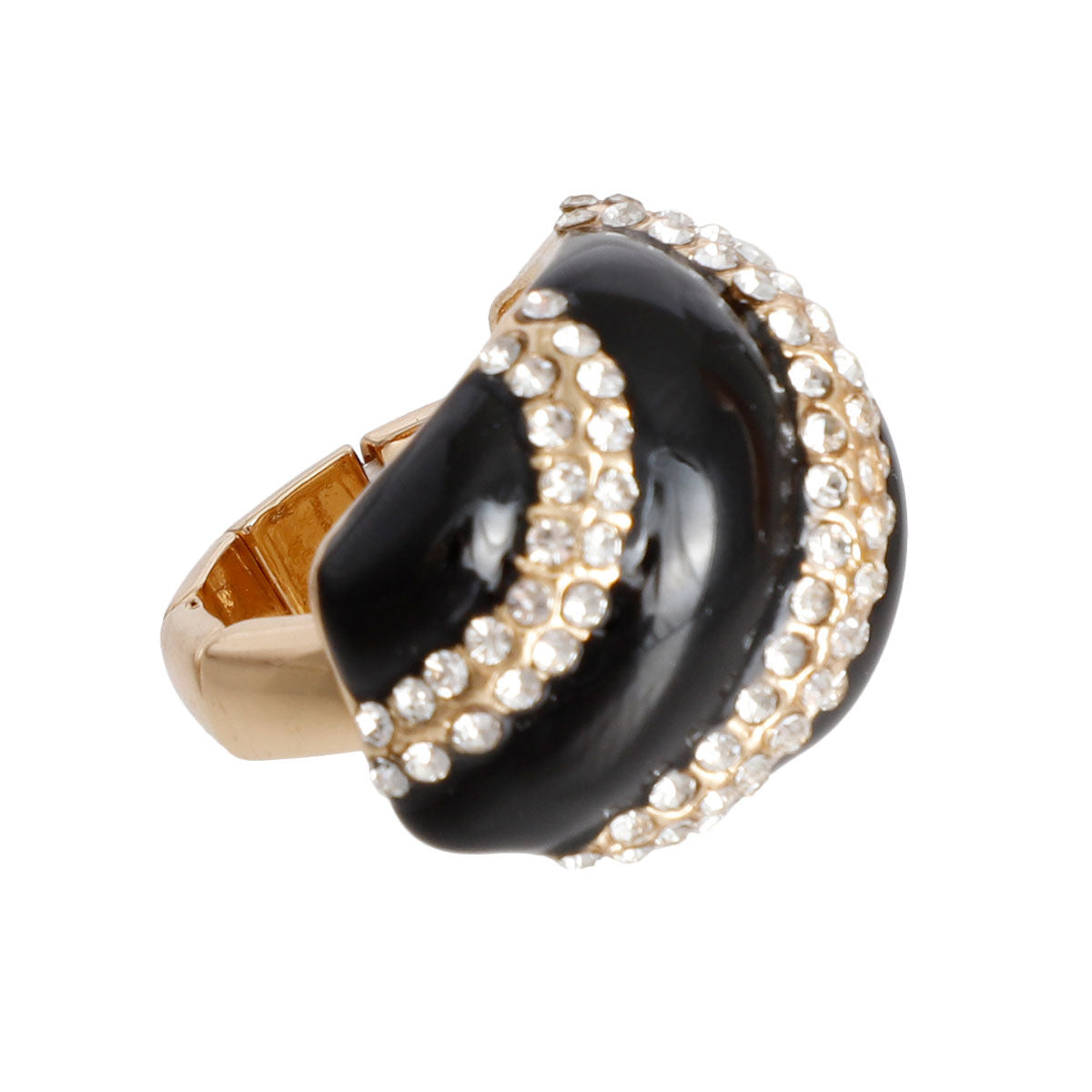 Black and Gold Dome Cocktail Ring|Stretch to Fit - Premium Wholesale Jewelry from Pinktown - Just $10! Shop now at chiquestyles