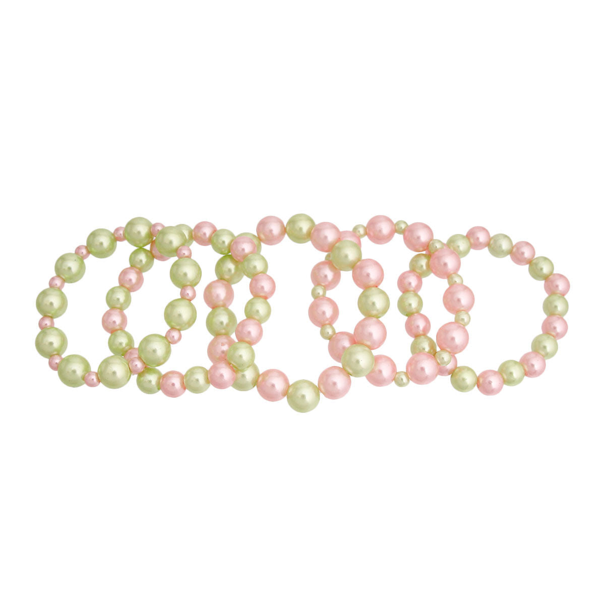 Pink and Green Pearl 5 Pc Bracelets|Stretch to Fit - Premium Wholesale Jewelry from Pinktown - Just $6! Shop now at chiquestyles