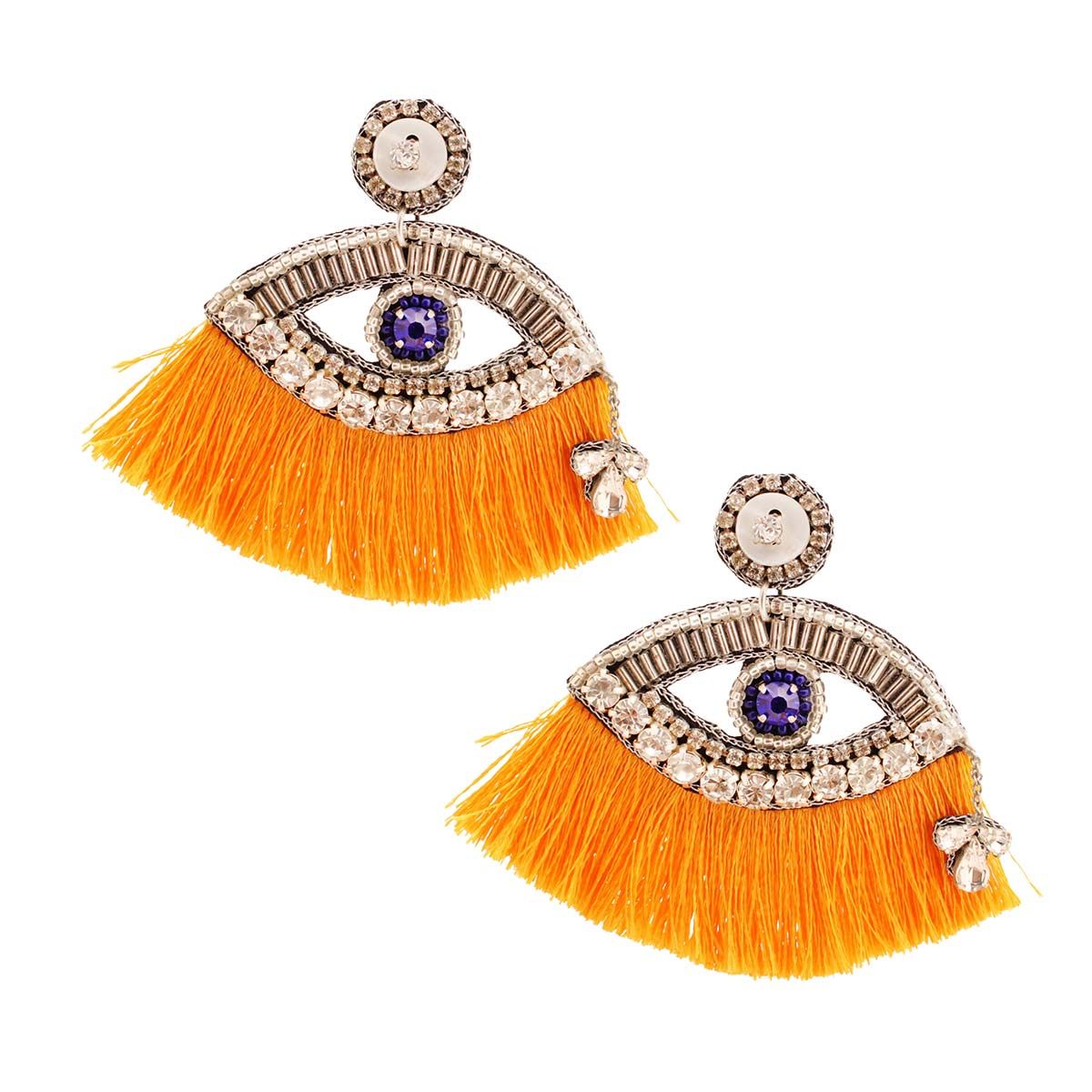 Yellow Tassel Rhinestone Eye Earrings|3 inches - Premium Wholesale Jewelry from Pinktown - Just $13! Shop now at chiquestyles