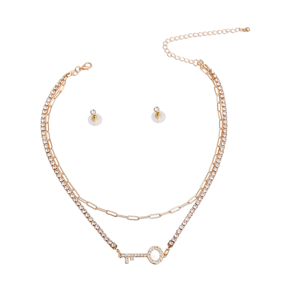 Gold 2 Layer Key Necklace Set|16 inches - Premium Wholesale Jewelry from Pinktown - Just $11! Shop now at chiquestyles