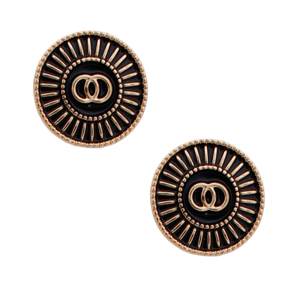 Gold and Black Sunburst Infinity Studs|.85 inches - Premium Wholesale Jewelry from Pinktown - Just $10! Shop now at chiquestyles