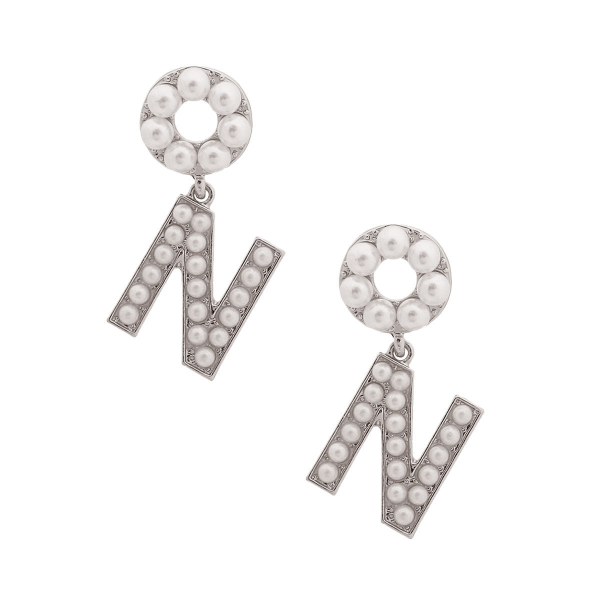 White Dangling N Designer Earrings|1.75 inches - Premium Wholesale Jewelry from Pinktown - Just $9! Shop now at chiquestyles