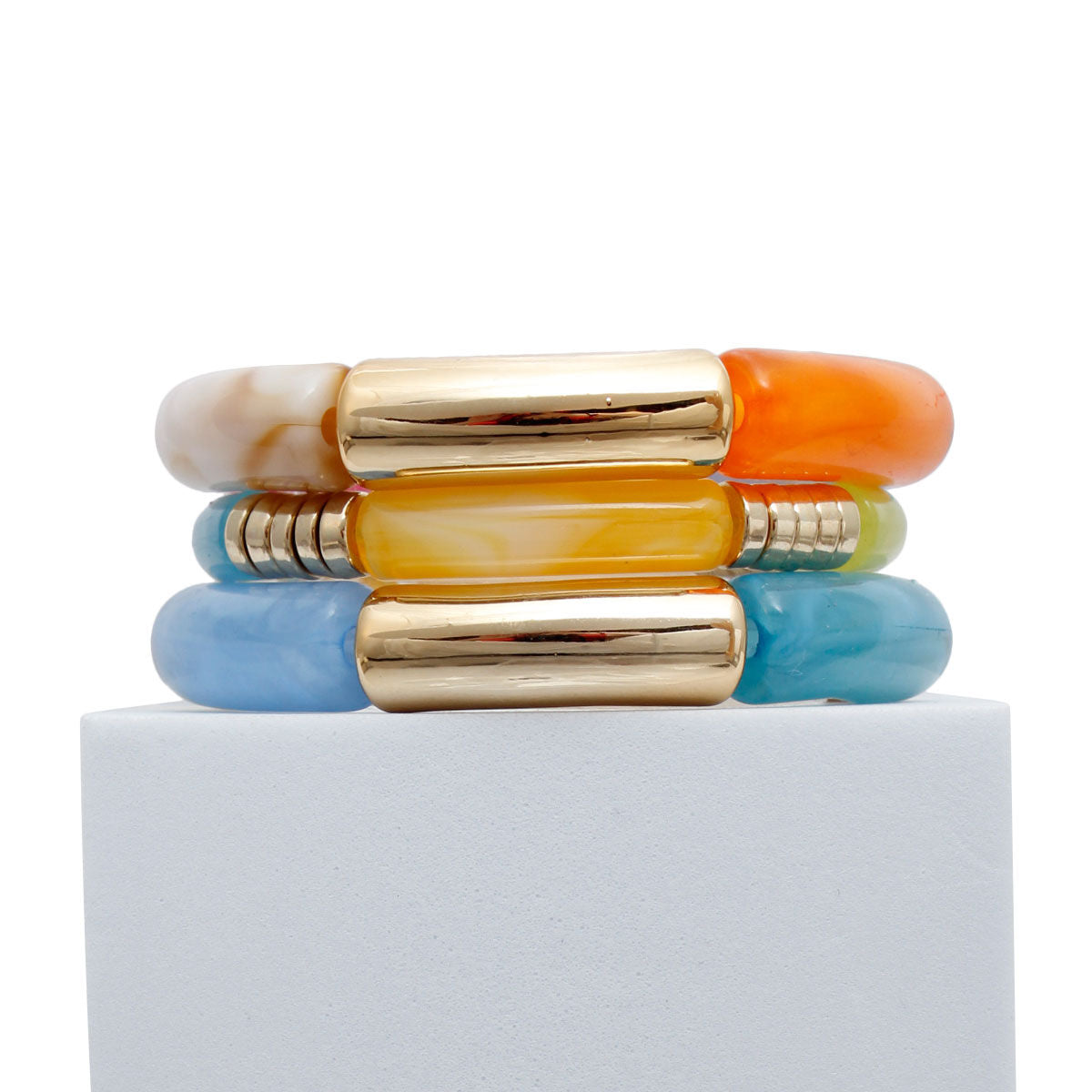 Multi Color Tube Stretch Bangle Set|Stretch to Fit - Premium Wholesale Jewelry from Pinktown - Just $12! Shop now at chiquestyles