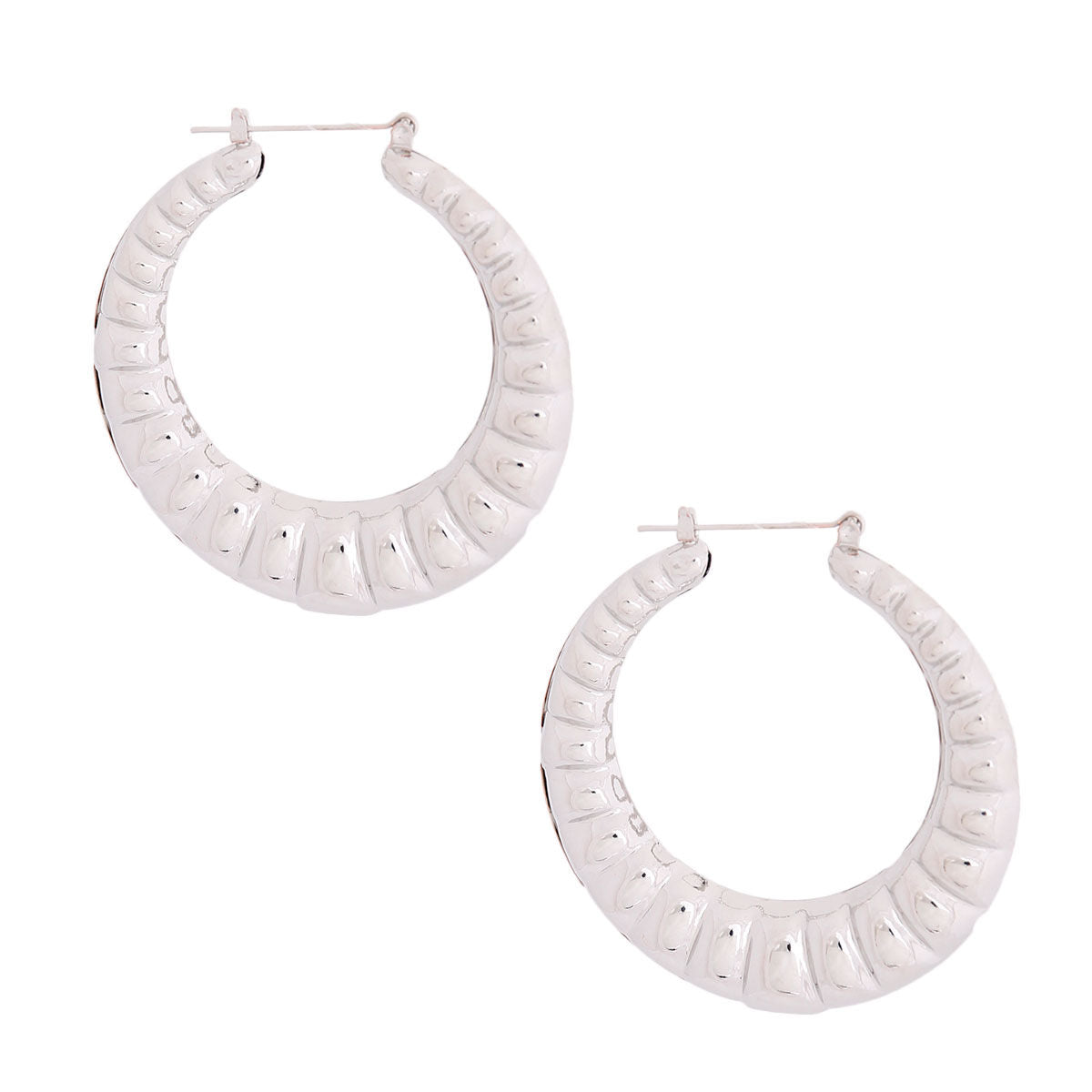 Silver Ribbed Hollow Hoops|2.5 inches - Premium Wholesale Jewelry from Pinktown - Just $6! Shop now at chiquestyles