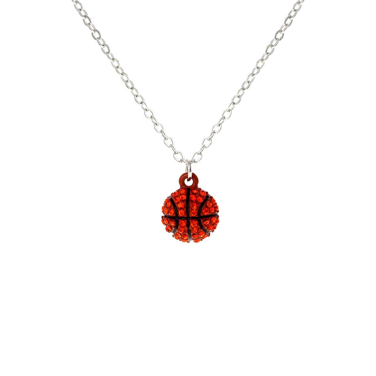 Orange Rhinestone Basketball Necklace|18 + 2.5 inches - Premium Wholesale Jewelry from Pinktown - Just $8! Shop now at chiquestyles
