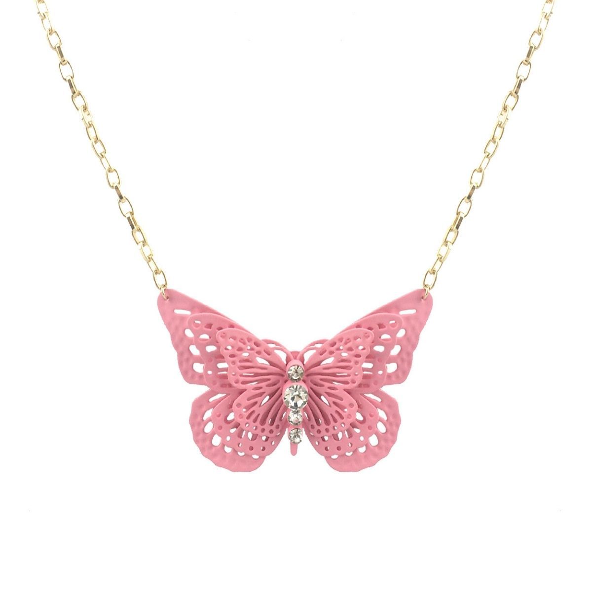 Pink 3D Butterfly Pendant Necklace|20 + 3 inches - Premium Wholesale Jewelry from Pinktown - Just $9! Shop now at chiquestyles