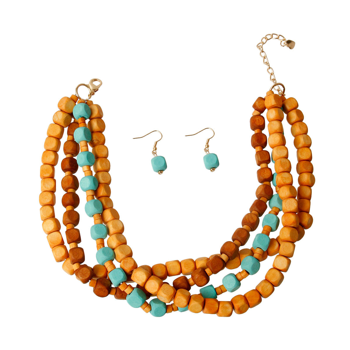 Square Wooden Bead Choker Set|16 inches - Premium Wholesale Jewelry from Pinktown - Just $21! Shop now at chiquestyles