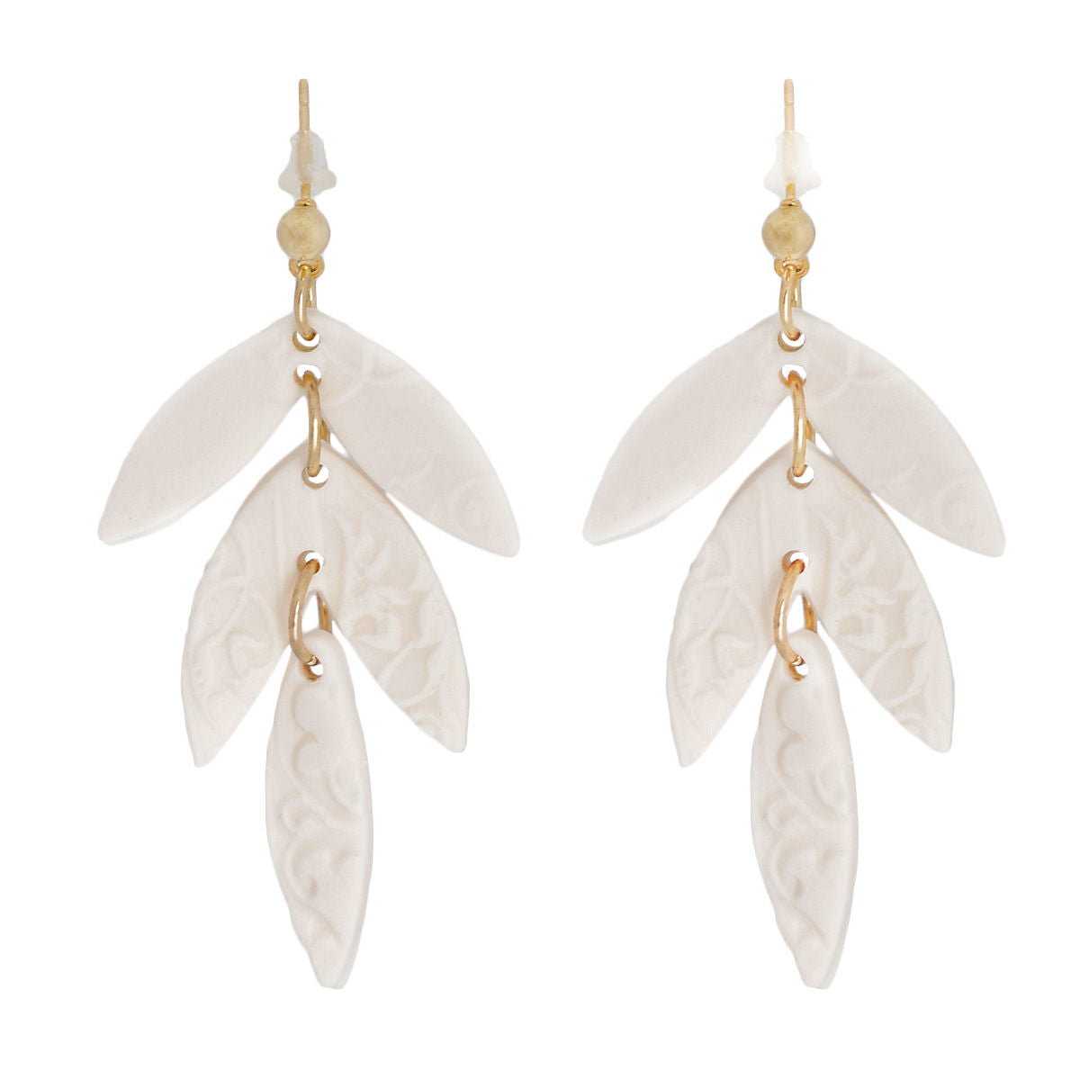 Pale Pink Clay Leaf Shape Bridal Earrings|2.25 inches - Premium Wholesale Jewelry from Pinktown - Just $13! Shop now at chiquestyles