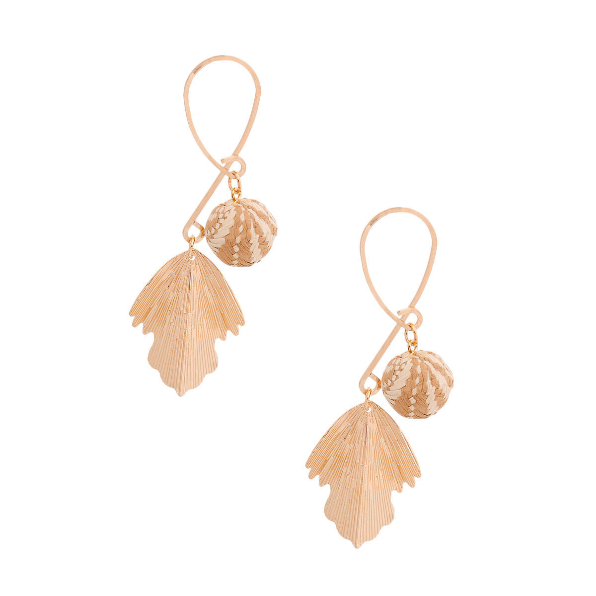 Brown Raffia Fanned Gold Earrings|3.25 inches - Premium Wholesale Jewelry from Pinktown - Just $6! Shop now at chiquestyles