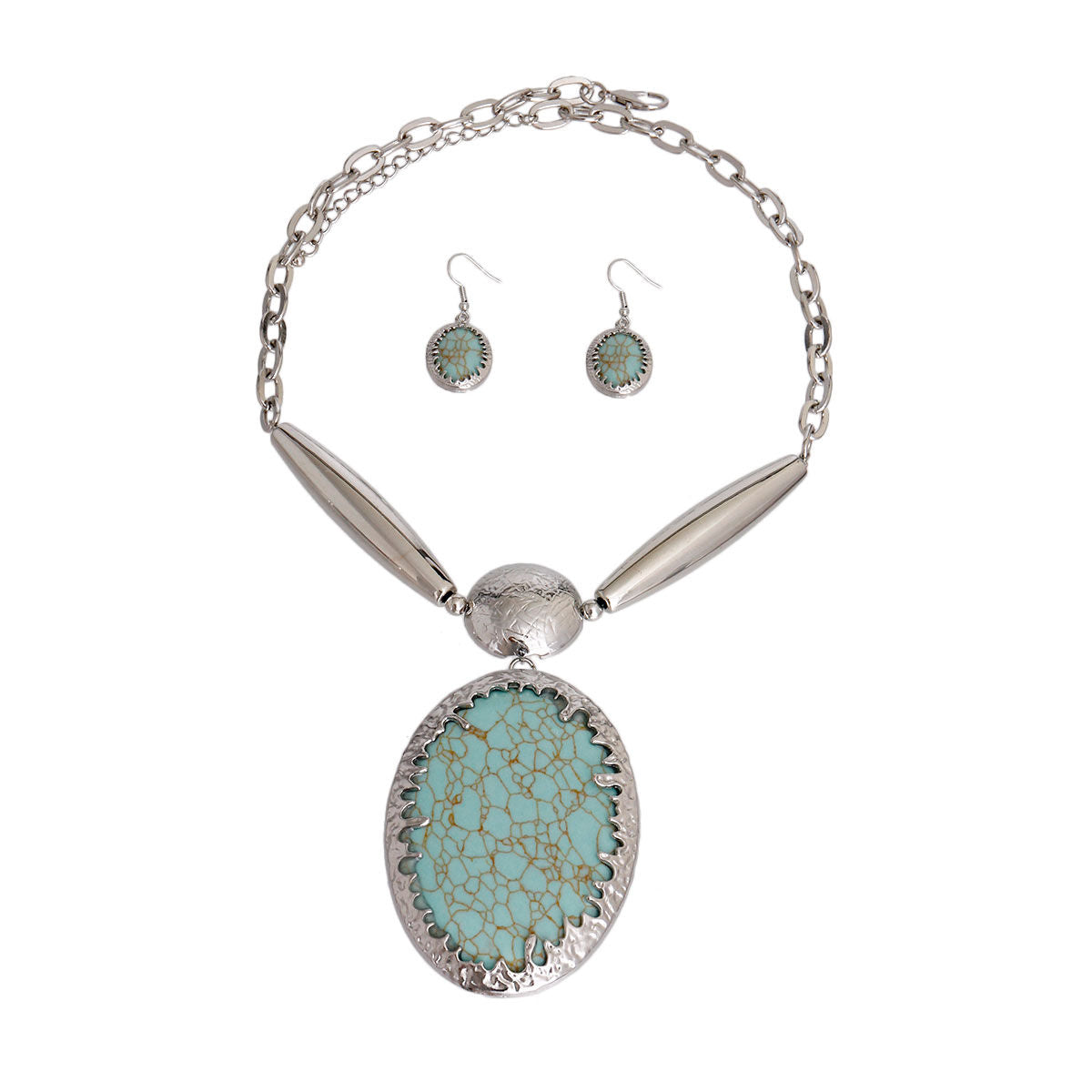Oval Marbled Mint Green Necklace|22 inches - Premium Wholesale Jewelry from Pinktown - Just $21! Shop now at chiquestyles