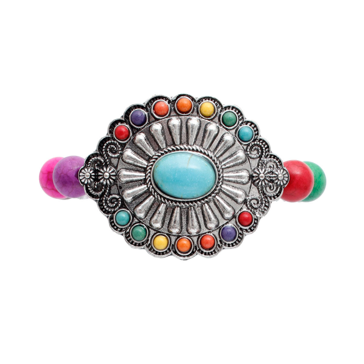 Multi Cracked Bead Turquoise Bracelet|Stretch to Fit - Premium Wholesale Jewelry from Pinktown - Just $12! Shop now at chiquestyles