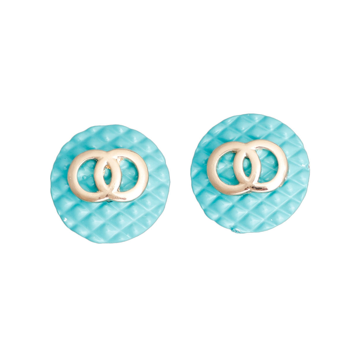 Sea Green Designer Style Quilted Studs|.85 inches - Premium Wholesale Jewelry from Pinktown - Just $7! Shop now at chiquestyles