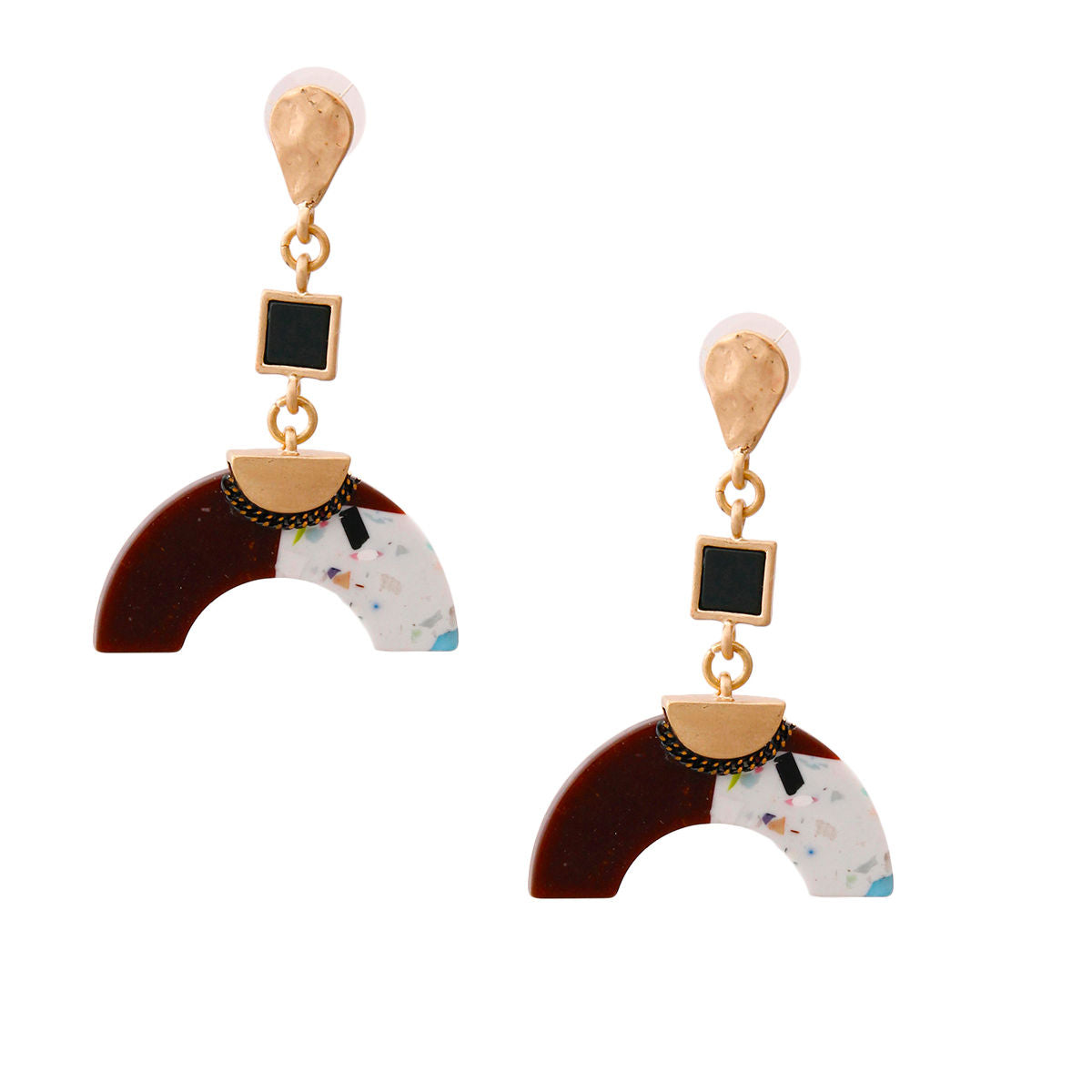 Gold Drop Earrings Featuring Multi Color Horn Shaped Detail|2.5 inches - Premium Wholesale Jewelry from Pinktown - Just $14! Shop now at chiquestyles