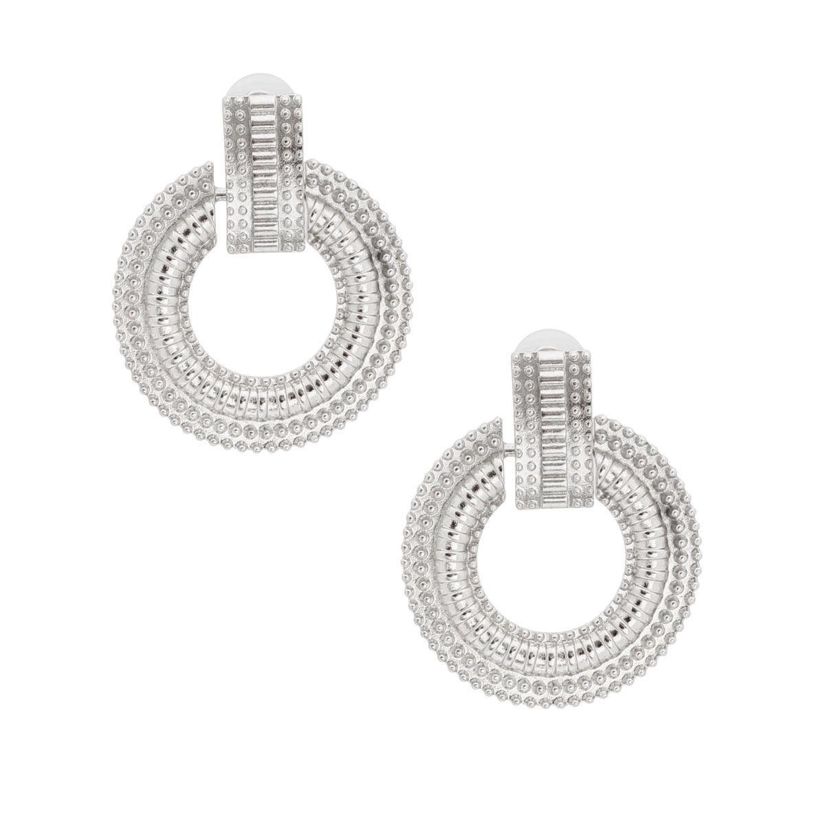 Silver Patterned Metal Circle Studs|1.85 inches - Premium Wholesale Jewelry from Pinktown - Just $10! Shop now at chiquestyles