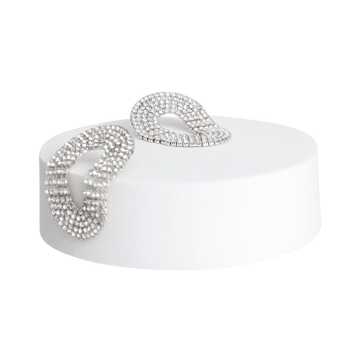 Silver Rhinestone 5 Line Oval Earrings|1.75 inches - Premium Wholesale Jewelry from Pinktown - Just $14! Shop now at chiquestyles