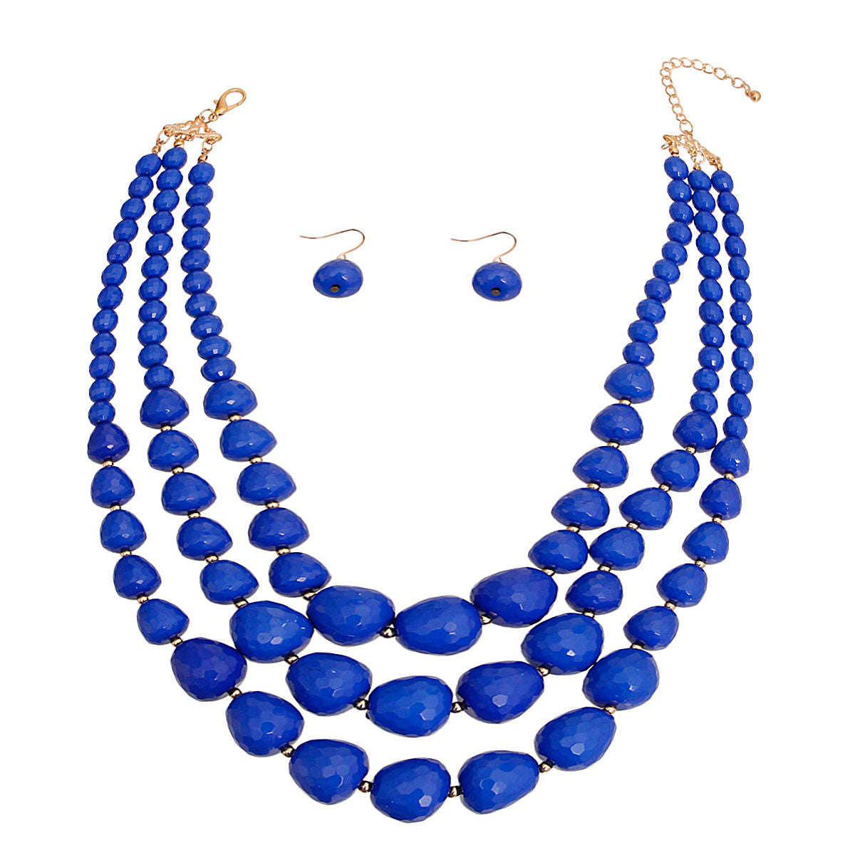 Blue Cylinder Bead Necklace|18 inches - Premium Wholesale Jewelry from Pinktown - Just $14! Shop now at chiquestyles
