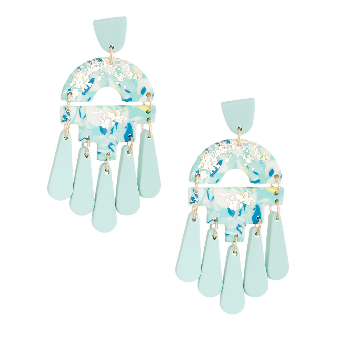Turquoise Marbled Clay Teardrop Earrings|3 inches - Premium Wholesale Jewelry from Pinktown - Just $13! Shop now at chiquestyles