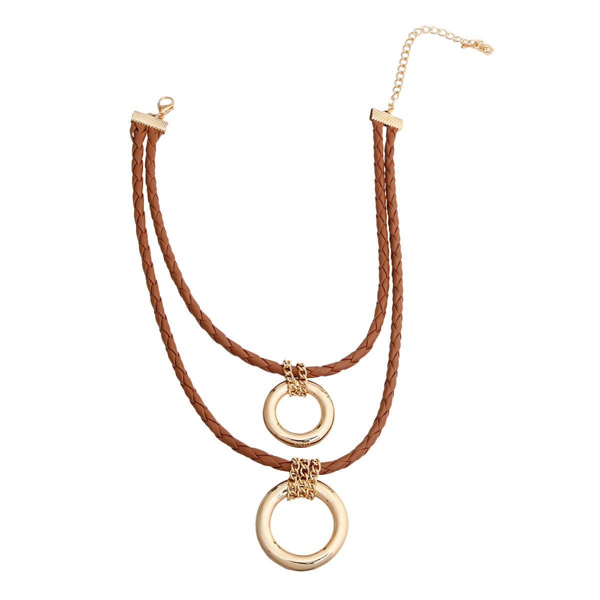Brown Leather Ring Necklace|16 inches - Premium Wholesale Jewelry from Pinktown - Just $11! Shop now at chiquestyles