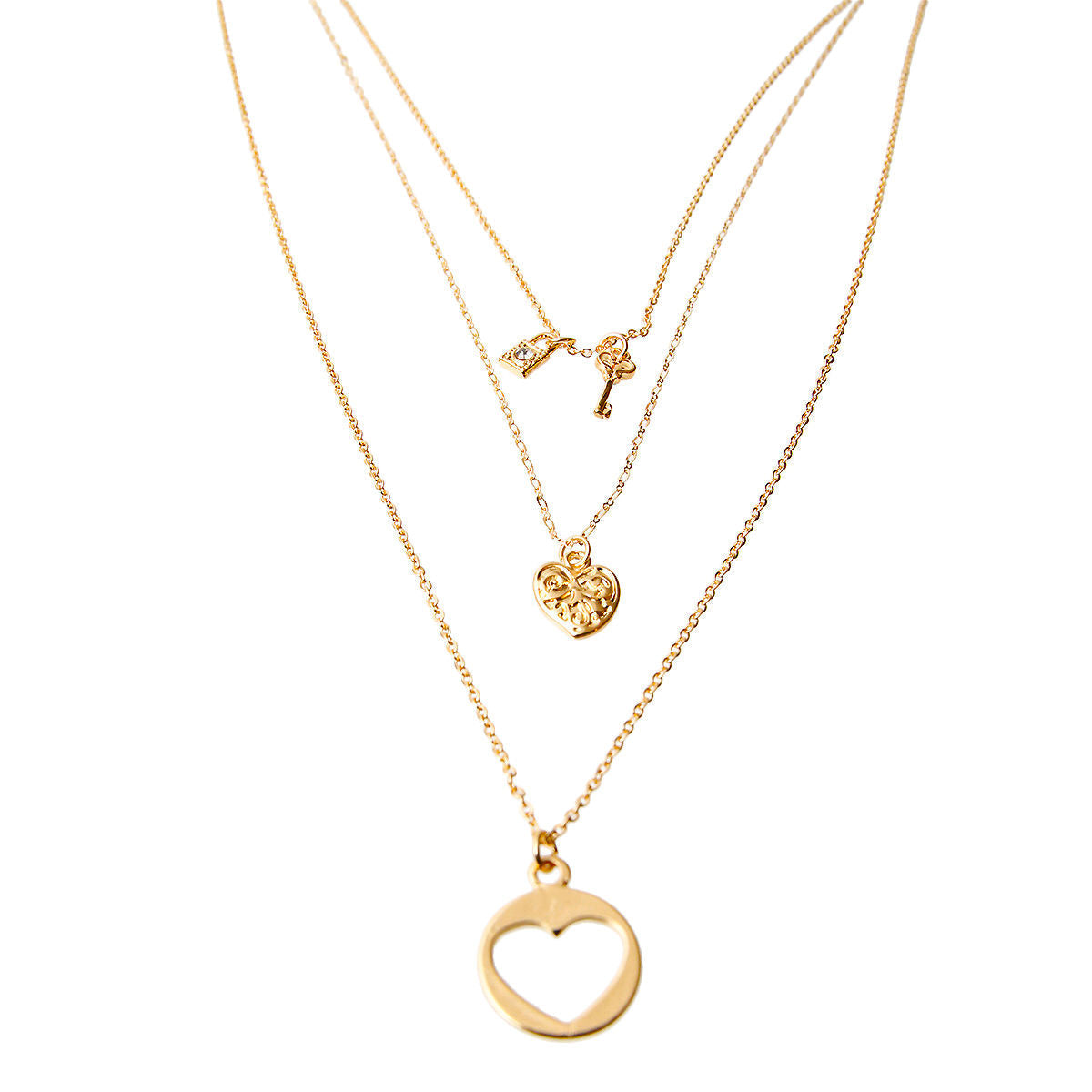 Layered Heart Pendant Necklace Set|17 inches - Premium Wholesale Jewelry from Pinktown - Just $11! Shop now at chiquestyles