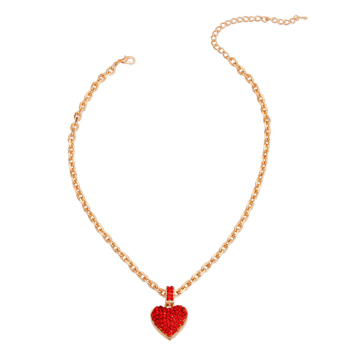 Gold Chain 3D Red Heart Necklace|18 inches - Premium Wholesale Jewelry from Pinktown - Just $10! Shop now at chiquestyles