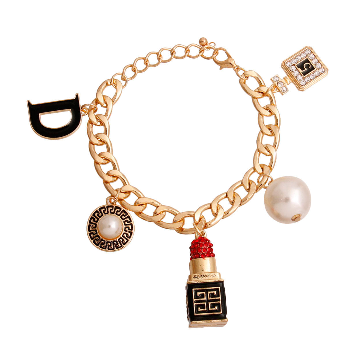 Luxury Designers Charms Gold Bracelet|8 inches - Premium Wholesale Jewelry from Pinktown - Just $17! Shop now at chiquestyles