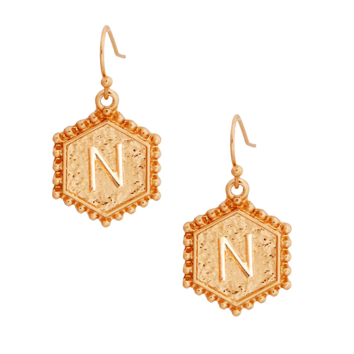 N Hexagon Initial Earrings|1 inch - Premium Wholesale Jewelry from Pinktown - Just $7! Shop now at chiquestyles