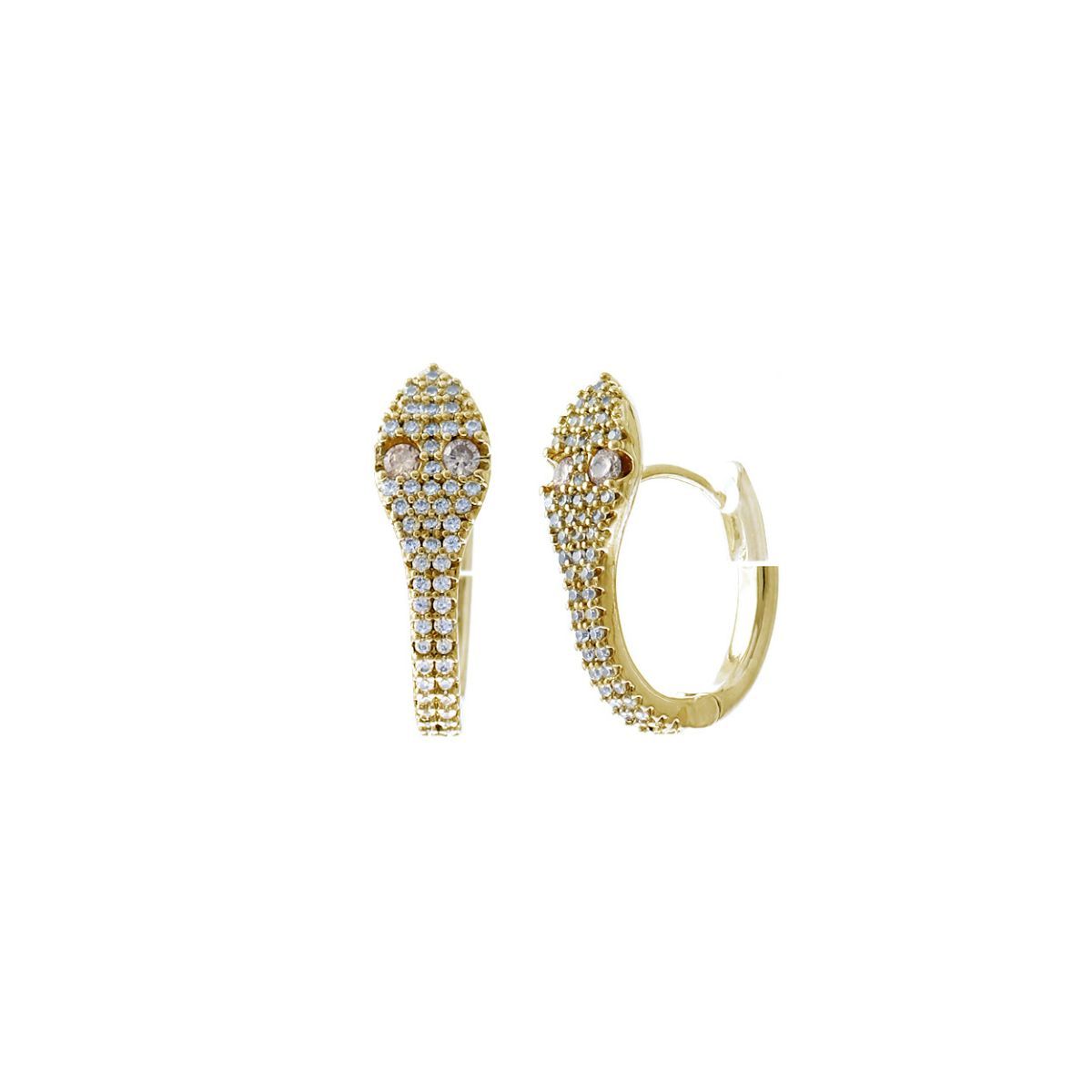Gold CZ Snake Head Huggie Hoops|.96 x .68 inches - Premium Wholesale Jewelry from Pinktown - Just $9! Shop now at chiquestyles