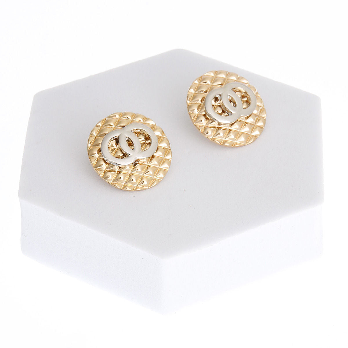 Round Quilted Designer Metal Studs|.85 inches - Premium Wholesale Jewelry from Pinktown - Just $8! Shop now at chiquestyles