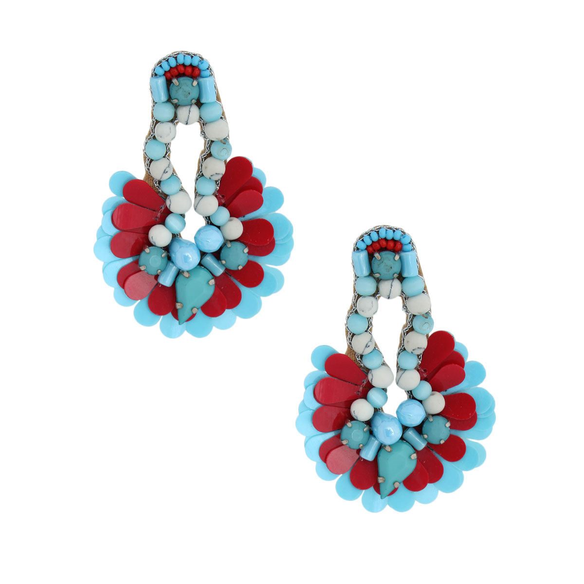 Blue Beaded Sequin Fan Tassel Earrings|2.5 inches - Premium Wholesale Jewelry from Pinktown - Just $18! Shop now at chiquestyles