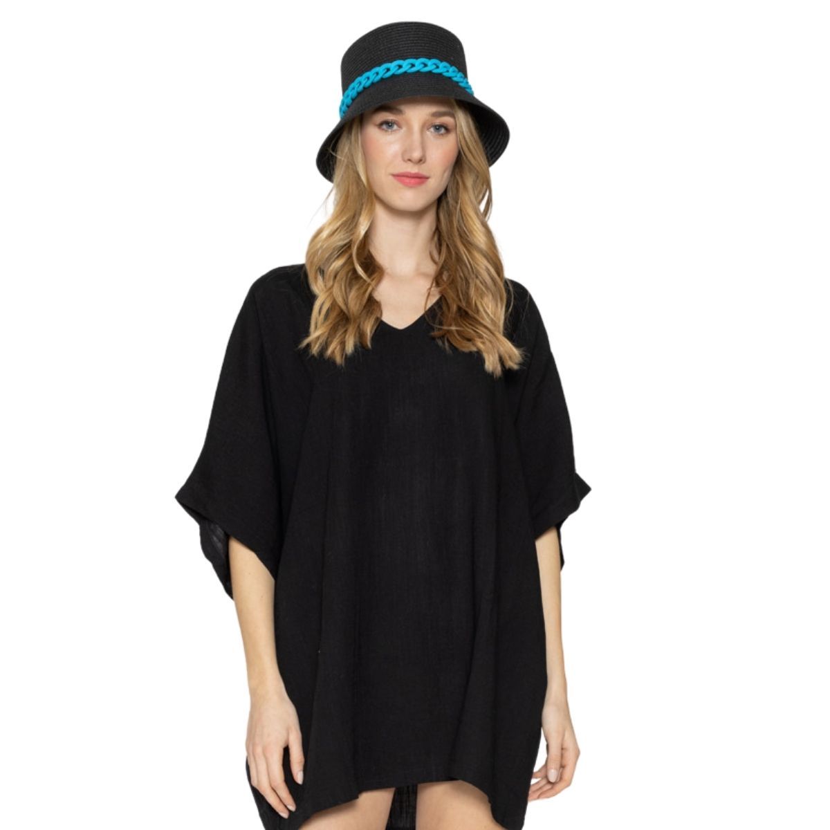 Blue Chain Black Bucket Hat|One Size - Premium Wholesale Fashion Accessories from Pinktown - Just $31! Shop now at chiquestyles